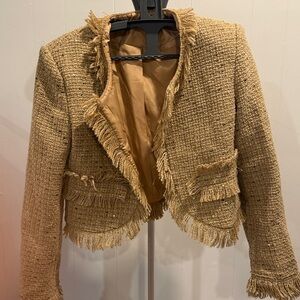 Elegant Tan Tweed Women's Jacket